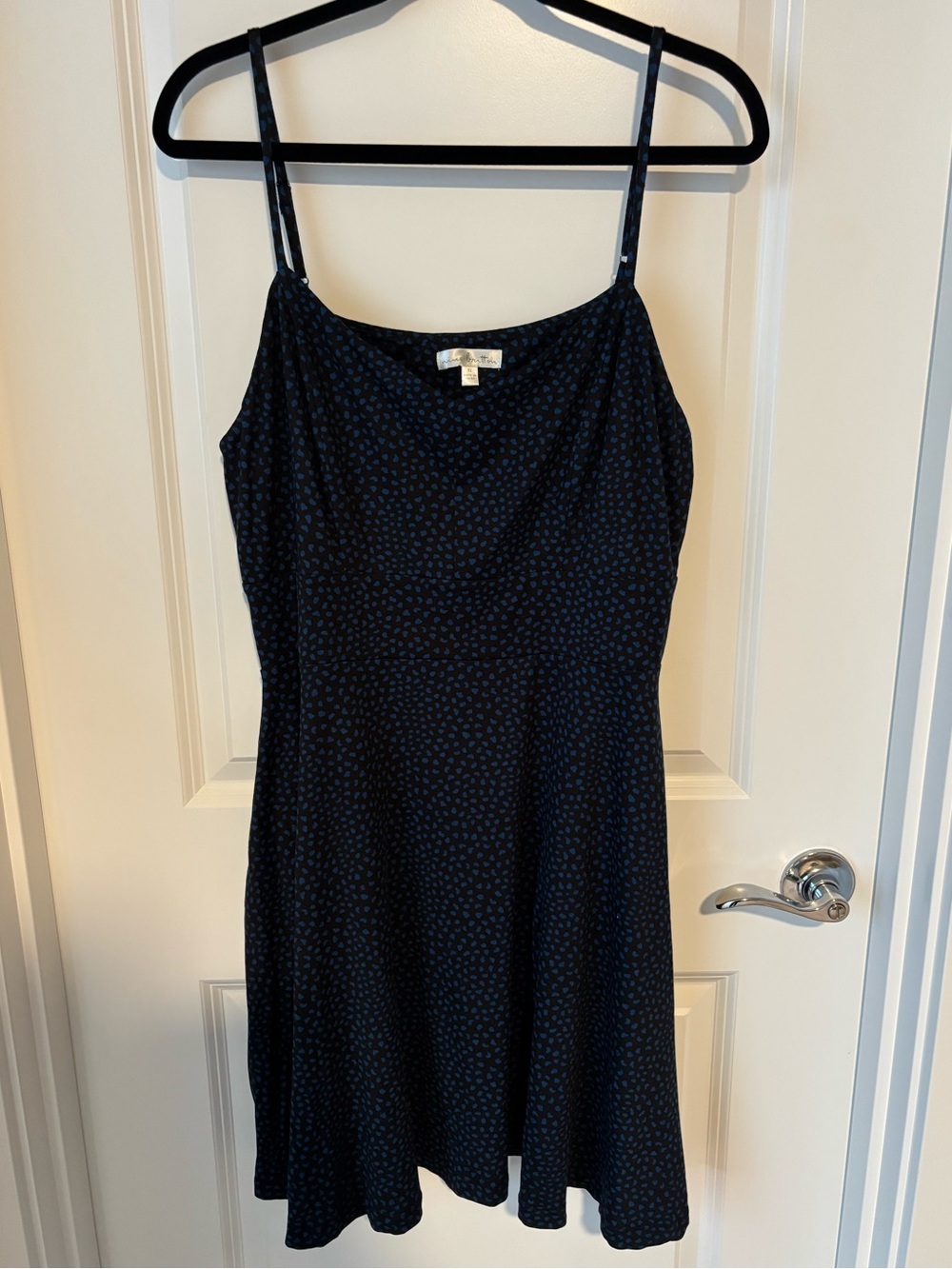 Navy Blue Spaghetti Strap A-Line Dress with Pockets